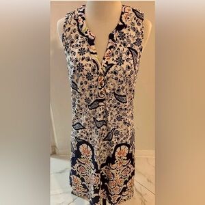Aryeh Anthropologie Sleeveless Floral Colorful Dress Blue Wearable Art Sz Medium